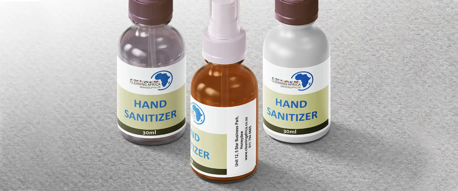 Sanitizer bottle packaging design for Cleaning Africa Services